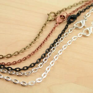 10 Classic Chains with lobster clasps Oval Links. Silver, Antique Silver, No Tarnish Black Antique Copper, Bronze, 24 inch Necklace image 2