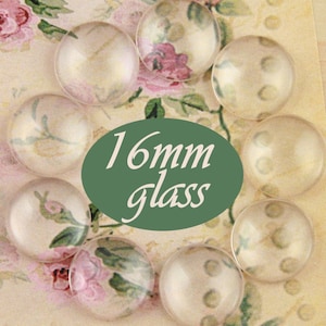 25 Clear 16mm Round Glass. Domes on top.  Flat Back Glass Domes High Quality. Perfect for Pendant Tray Jewelry Crafts