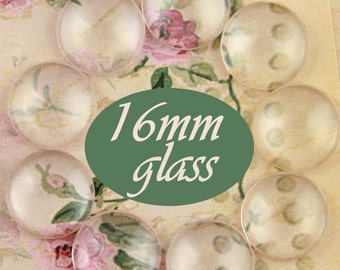 25 Clear 16mm Round Glass. Domes on top.  Flat Back Glass Domes High Quality. Perfect for Pendant Tray Jewelry Crafts