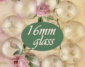 300 Clear 16mm Round Glass. Domes on top.  Flat Back Glass Domes High Quality. Perfect for Pendant Tray Jewelry Crafts