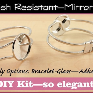 10 HINGED Platinum-Stainless Steel Tone 25mm BRACELET Bezel - Optional GLASS (10),Photo Seals(10 or 20) Settings. Read Shopkeepers comments