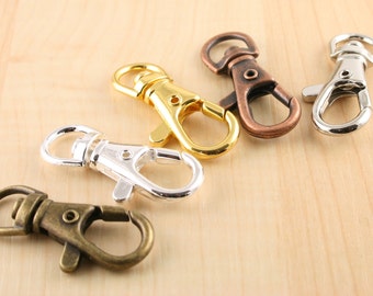100 - 5 Color Options - Large, Swivel Key Ring Clips, Handbag Clips, Swivel Charm Clip, Heavy, Sturdy - Split Ring Key Rings Sold Separately