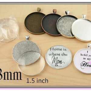 SALE 10 Blank 38mm Pendant Trays - JUMBO ROUND. Silver, Bronze, Antique Silver, Black and Antique Copper Bezels. Glass is sold separately.