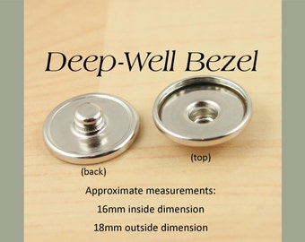 50 DEEP WELL Snap Top - One Piece 16mm Bezel Trays - Snap Top Trays. DIY. Piece - Optional 16mm Glass Domes (50), 16mm Seals (50 or 100)