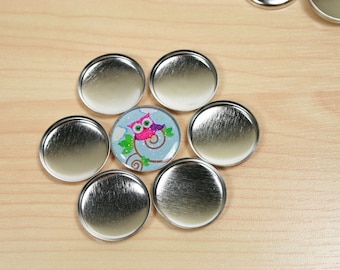 12 SMALLER Blank 7/8 inch Cabochon Trays  - Round  Shiny Silver Bezel Settings - ships from USA