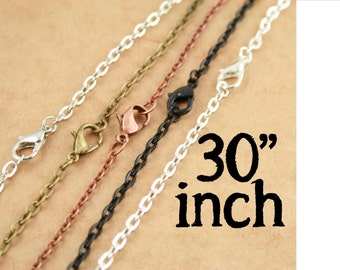 300 - 30 inch Classic Chains with lobster clasps - Oval Links. Silver, Antique Silver, No Tarnish Black Antique Copper, Bronze,