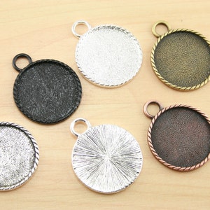 1 Sampler-25mm Large Loop Rope Trim Edge Tag Style Pendant Tray Charm. 5 Color Choices Alloy image 2