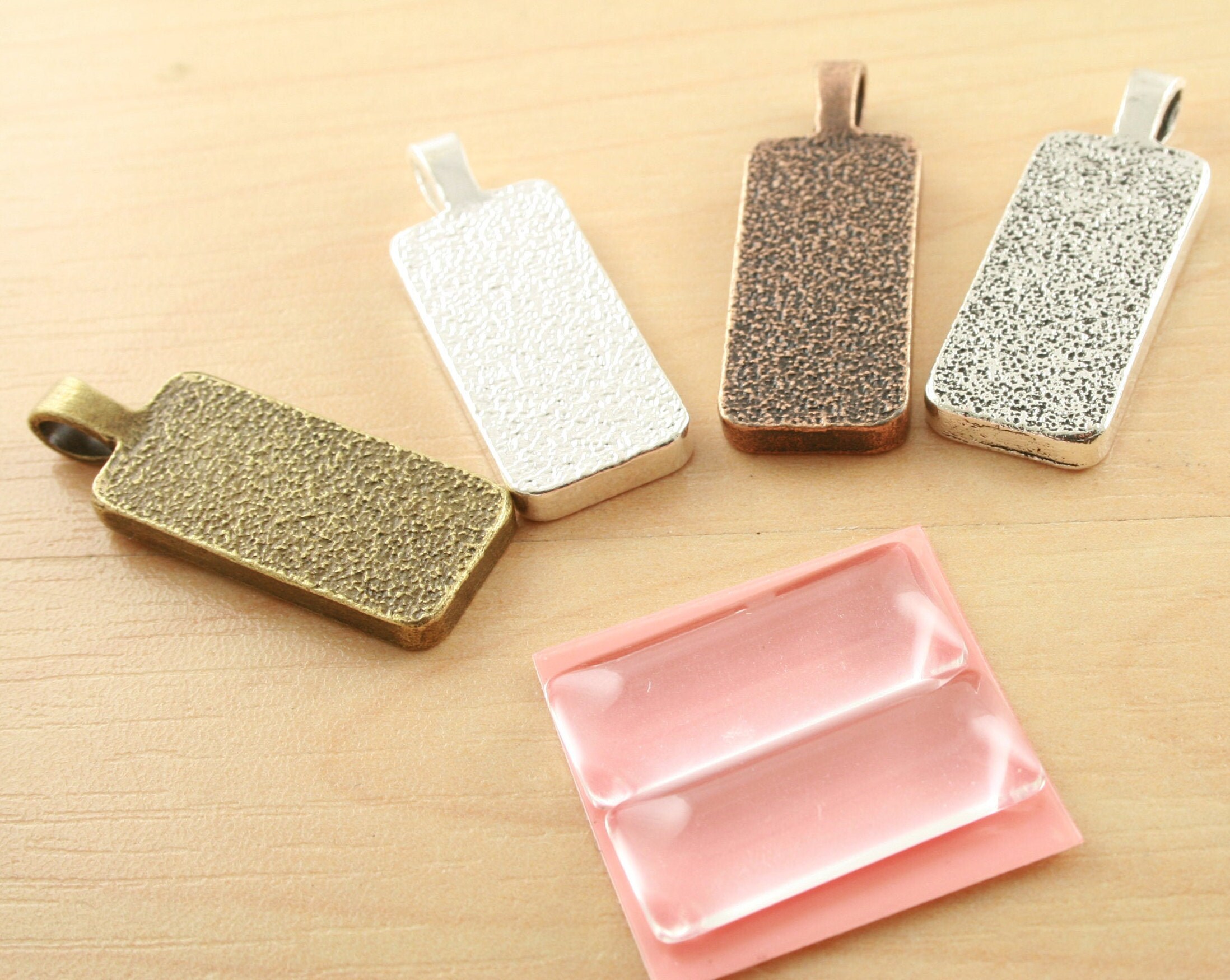 10 STURDY Teeny Little Rectangles PENDANT Style Large Bail - Etsy