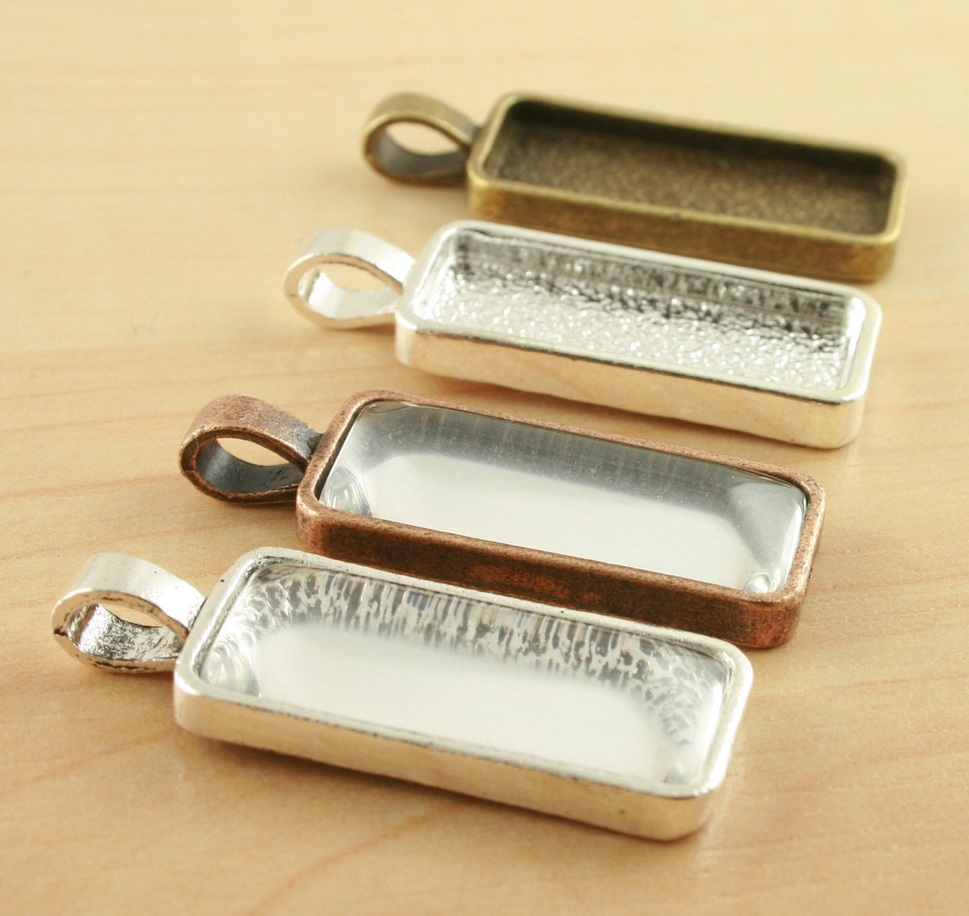 10 STURDY Teeny Little Rectangles PENDANT Style Large Bail - Etsy