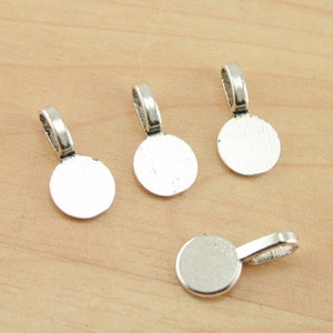 ROUND Shaped ECONOMICAL Glue on Bails - Tibetan, antique silver finish, heavy weight, Pick your quantity -  for Pendant Making