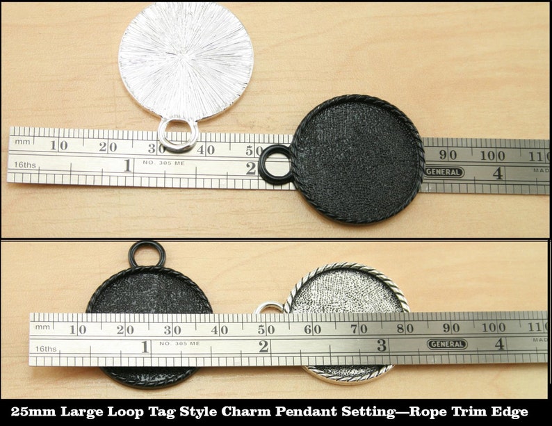 1 Sampler-25mm Large Loop Rope Trim Edge Tag Style Pendant Tray Charm. 5 Color Choices Alloy image 4