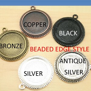 10 25mm Bottle Cap Style or Beaded Edge Black, Silver, Bronze, Copper Alloy Bezel Charm Tray, Optional Glass 10, Seals 10 or 20. image 7
