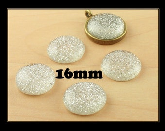 16mm  Resin Glitter Cabochons. Pick your Quantity.  Bezel Bases are Sold Separately.