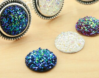 16mm  Faux Druzy Cabochons. Pick your Quantity.  Adjustable Ring Base Sold Separately.