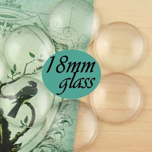 25 Clear 18mm Glass Domes. Round Glass. Flat Back Glass Domes High Quality. Perfect for Pendant Tray Jewelry Crafts