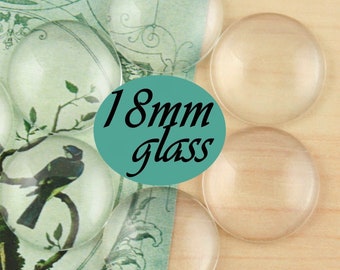 25 Clear 18mm Glass Domes. Round Glass. Flat Back Glass Domes High Quality. Perfect for Pendant Tray Jewelry Crafts