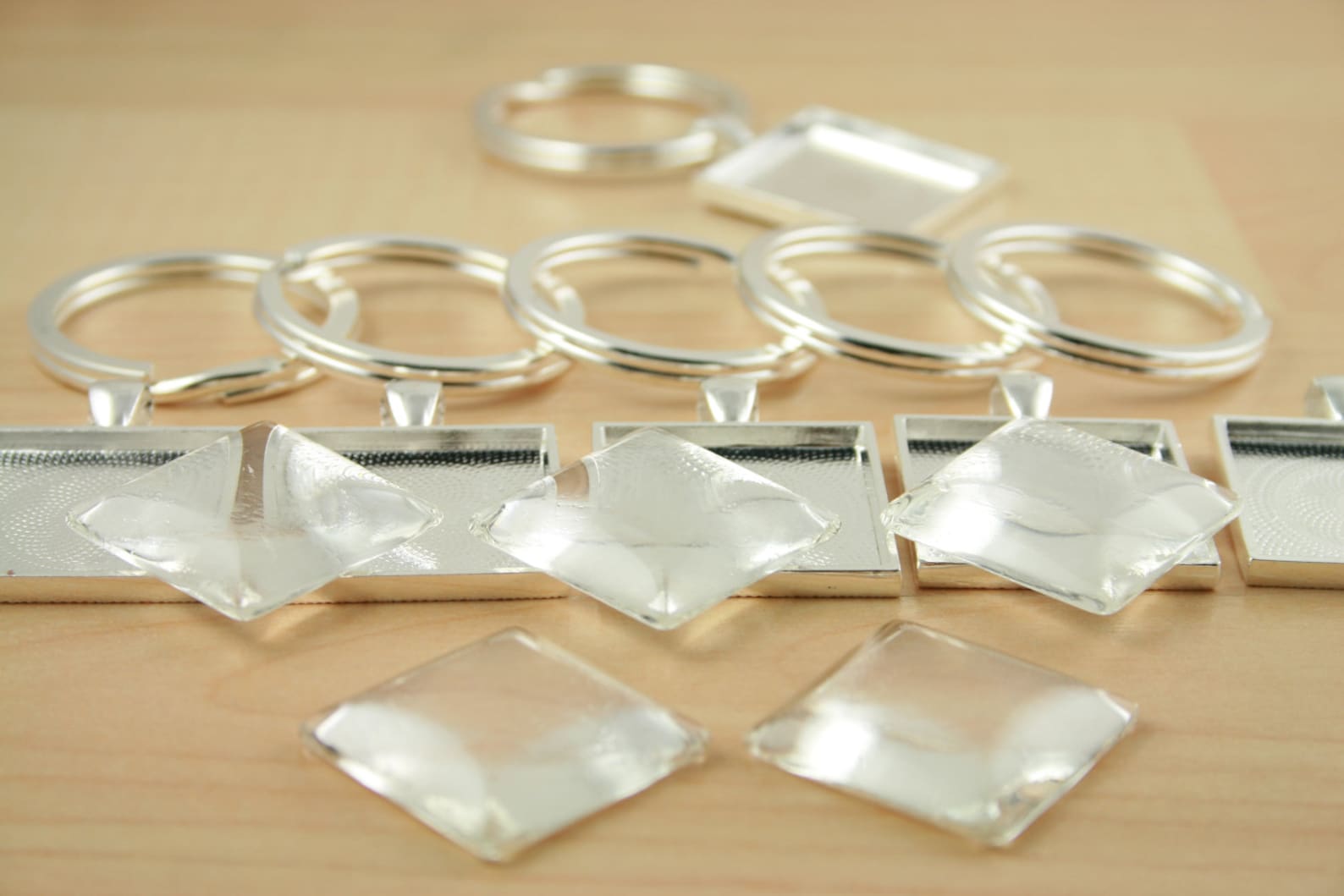 5 KEY Ring Making SETS Blank 1 Inch Square Pendant Trays Etsy