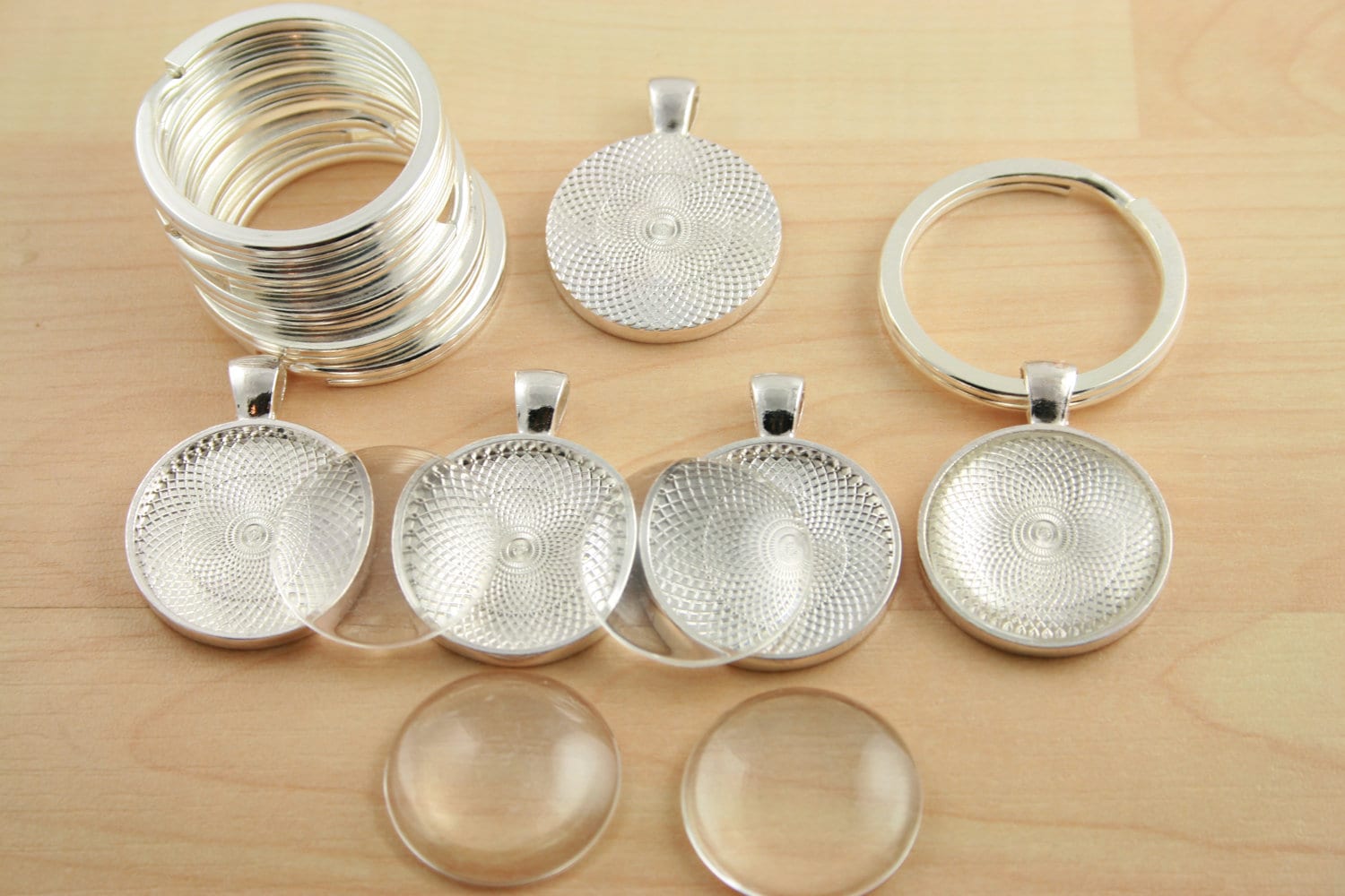 20 KEY Ring Making SETS Blank 1 inch Round Pendant Trays Etsy