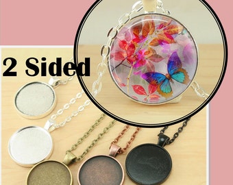 10 PENDANT STYLE Two Sided, Double Sided,  25mm Bezel Tray - 2 Sided Charm Optional  20 Glass pcs and Seals 20 or 40 count.  Ships from USA