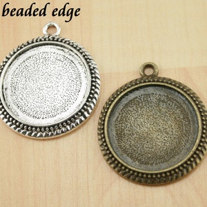 10 25mm Bottle Cap Style or Beaded Edge Black, Silver, Bronze, Copper Alloy Bezel Charm Tray, Optional Glass 10, Seals 10 or 20. image 4