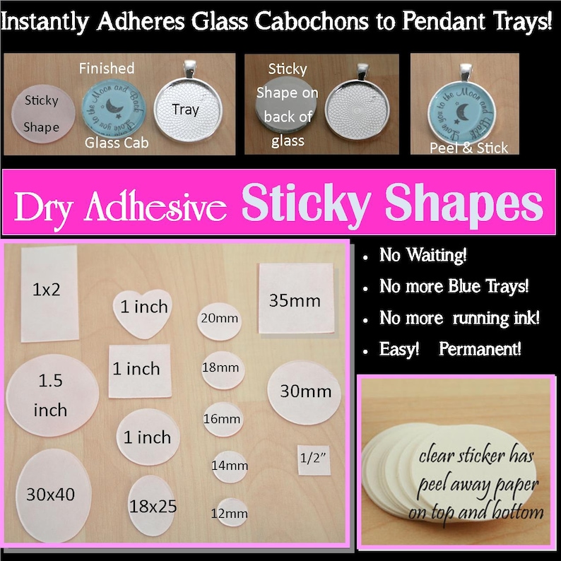 20 Dry Adhesive Sticky Shapes Dry Adhesive for Glass Etsy