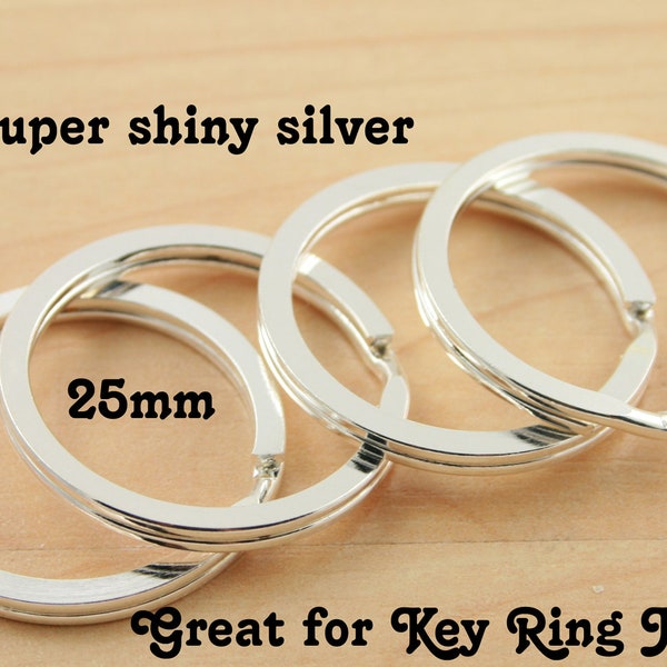 10 - Large Split Rings for Key Ring and Key Chains - Round, Heavy Duty, 25mm  Silver, Bronze, Gun Metal, Antique Copper