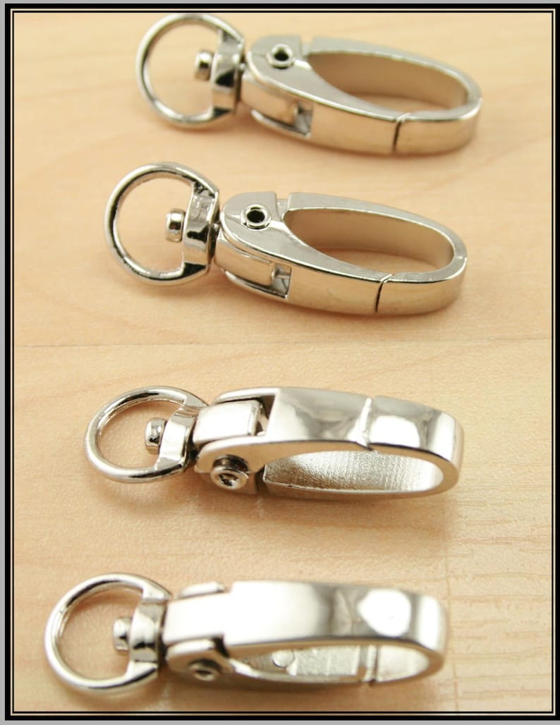 10 Large, Swivel Key Ring Clips, Handbag Clips, Swivel Clips, PLATINUM Silver, Heavy, Sturdy Trays, Split Ring Key Rings not included image 1