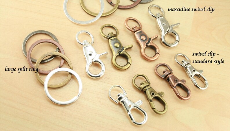 10 Key Ring Making DIY Kit. 25mm Split Ring, 10 Standard Swivel Clips ...