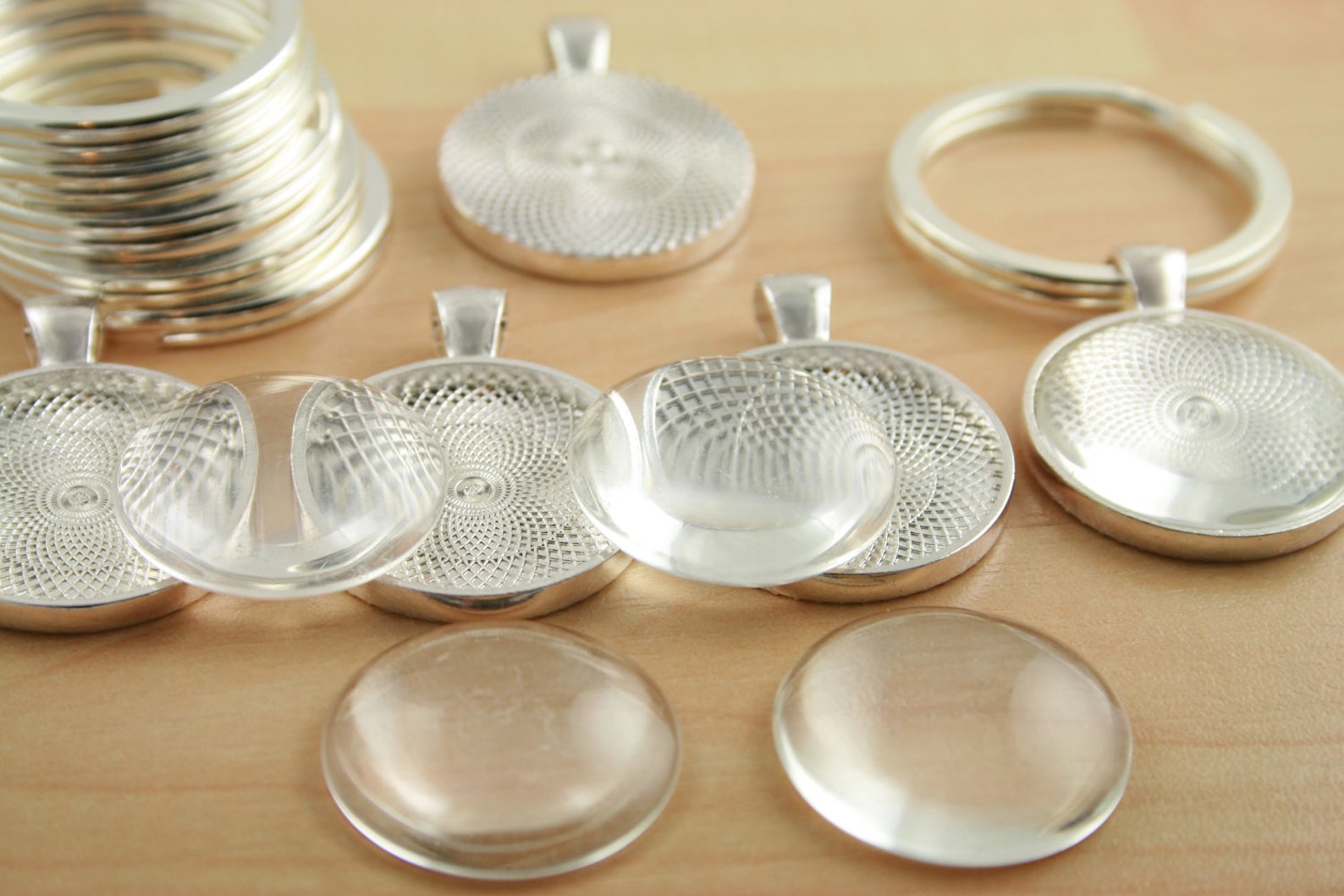 20 KEY Ring Making SETS Blank 1 Inch Round Pendant Trays Etsy