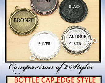 10 -25mm "Bottle Cap Style" or "Beaded Edge" Choose color from drop down. Alloy Pendant Charm Trays, Optional Glass (10),  Seals (10 or 20).