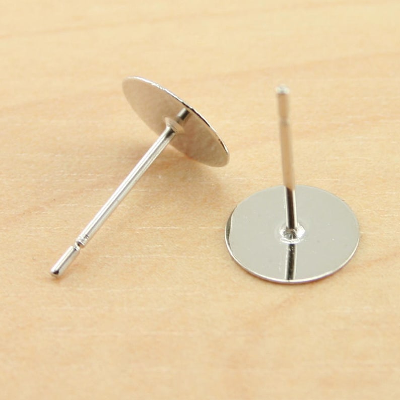 50 Earring Stud Posts 8mm pad Lead Free Nickel Free Cadmium Etsy