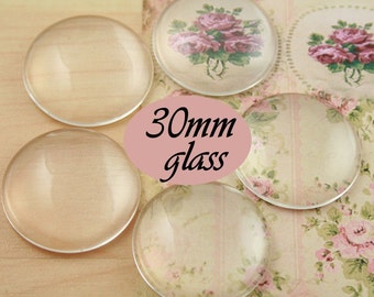 SALE - 50 Glass Domes 30mm Round Glass - Great for 30mm Pendant Trays and Photo Bezels