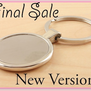 12 Blank 30mm Key Chain Blanks -Shiny Platinum tone Bezels Settings 30 mm Photos Charms.Optional 30mm Glass offered. Final Sale