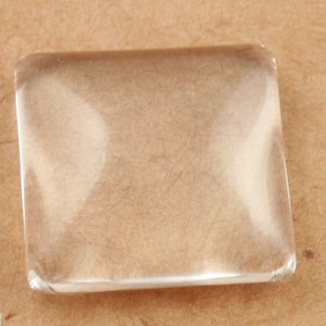 20 Clear 16mm SQUARE Glass. Domed on top.  Flat Back Glass Domes High Quality. Perfect for Pendant Tray Jewelry Crafts