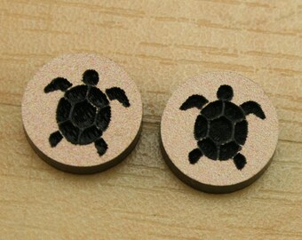 Sea Turtle Laser Engraved Acrylic 12mm Round Cabochon Only. Pick your design & qty. Minimalist. DIY Earring Making Idea.