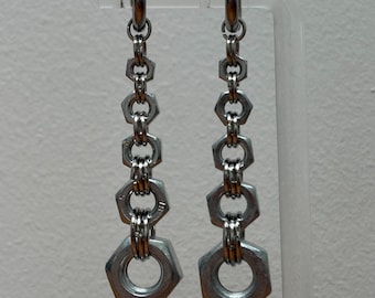 Handmade Nuts & Bolts Drop Earrings