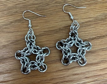 Handmade Chainmail Star Earrings