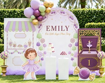 Tema di compleanno della Fata Confetto, festa a tema Paese delle Fate con caramelle, stampabile personalizzato (pacchetto digitale)