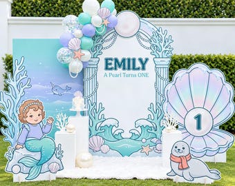 Mermaid Winter Birthday Theme, Personalized Winter Cove Birthday Printable (Digital Bundle)