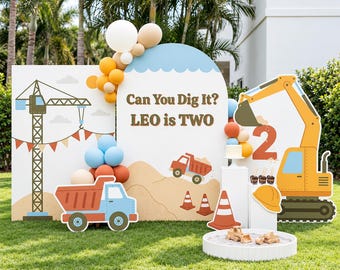 Dig It Two Birthday Party Decor, Personalized Construction Birthday Printable (Digital Bundle)