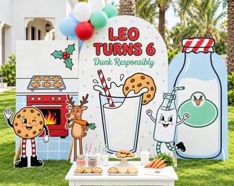 Milk and Cookies for Santa Party Theme, Personalized Kids Holiday Party Printable Digital Bundle