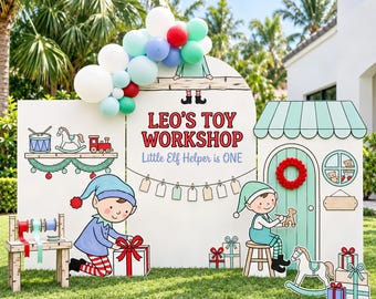 Little Elf Helpers Christmas Birthday Theme, Personalized Elf Party Printable (Digital Bundle)