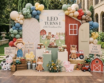 Paquete de cumpleaños con temática de granja, conjunto imprimible de decoración personalizada para fiestas campestres (archivos digitales)