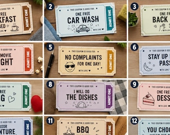 Printable Dad Coupons Bundle, Fathers Day Gift, DIY Coupon Book (Instant Download)