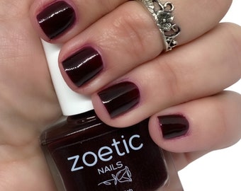 Dark Burgundy Nail Polish Fall and Winter Nail Polish Color Cruelty Free Vegan Nail Polish Formula Formaldehyde Free Dark Red Nail Polish