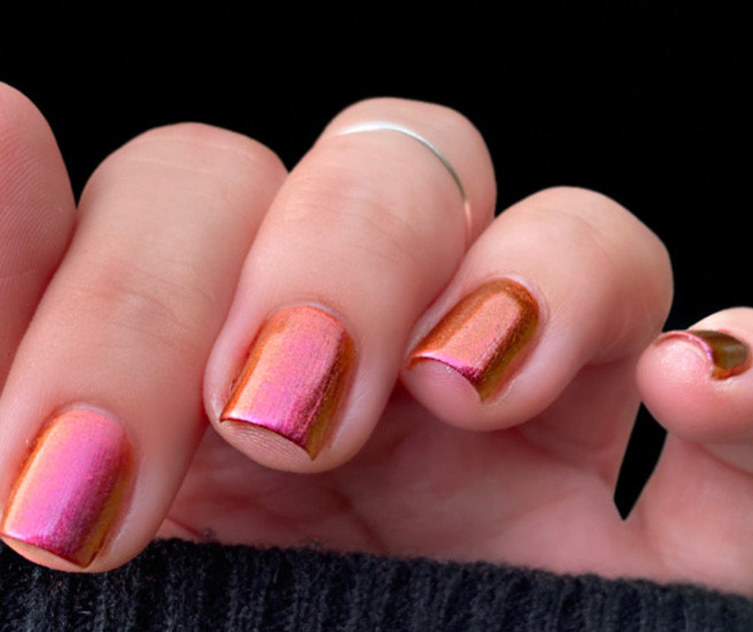 Duochrome Nail Polish Chrome Pink to Bronze Shifting Nail Etsy