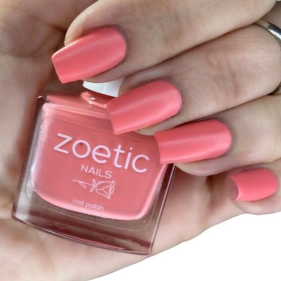 Buy Matte Coral Nail Polish / Matte Light Peachy Pink Nail Polish /  Formaldehyde Free Nail Polish / 10-free Nail Polish / Nail Color: CORAL KISS  Online in India - Etsy