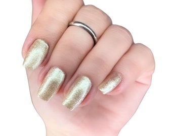 Light Gold Chrome Glitter Nail Polish Sparkly Pale Gold Holiday Glitter Nail Polish Gold Vegan Nail Polish Chromy Cruelty-free Nail Lacquer