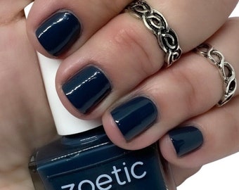 Dark Blue-Gray Nail Polish Cruelty-free Vegan Nail Lacquer Formula Blue-Grey Creme Nail Color Indie Nail Polish Trendy Dark Nail Polish