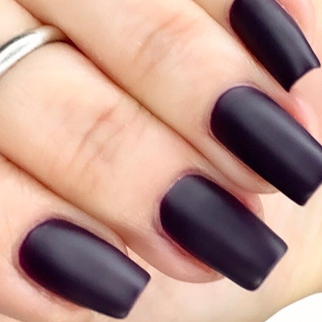 Matte Eggplant Purple Nail Polish / Dark Purple Matte Nail Polish